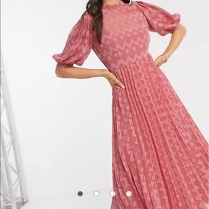 ASOS Pink Patterned Midi Dress